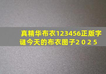 真精华布衣123456正版字谜今天的布衣图子2 0 2 5